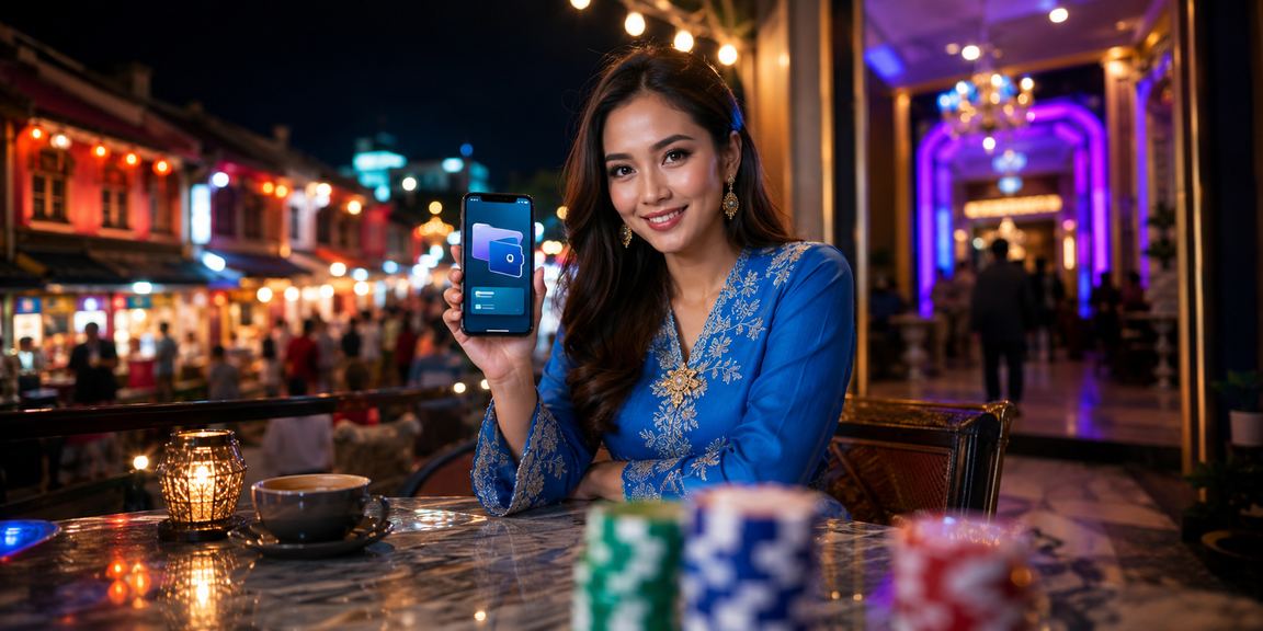Pemain Malaysia menggunakan pv2 pada telefon dengan suasana Melaka